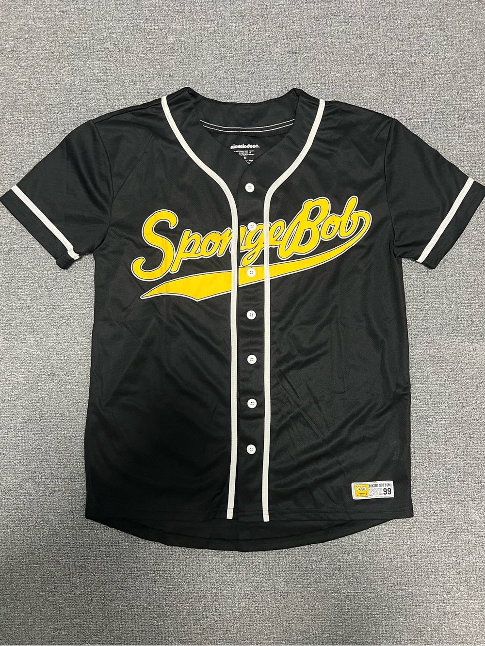 Nickelodeon SpongeBob Black and Yellow Baseball Jersey Adult M